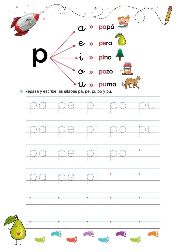 fichas de la P para imprimir 2