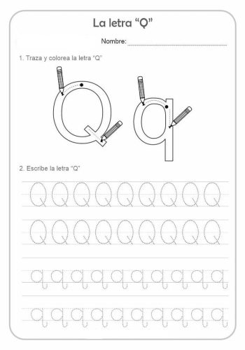 fichas de la Q para colorear 2