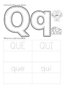 fichas de la Q para colorear 3