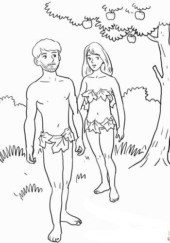 Fichas de Adán y Eva para colorear 1