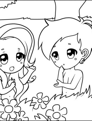 Fichas de Adán y Eva para colorear 2