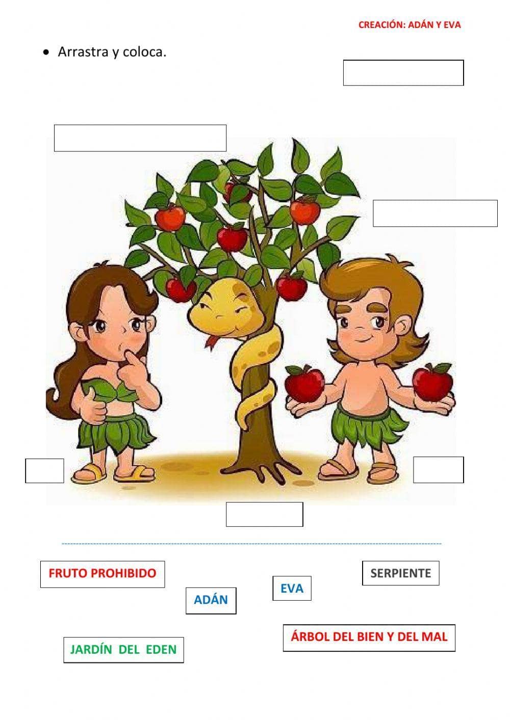 Fichas de Adán y Eva: Actividades y recursos para el aprendizaje en español