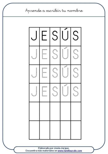 Fichas de Jesús para escribir 2