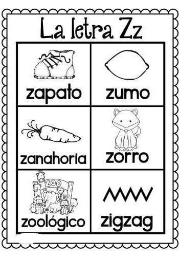 Fichas de la Z para colorear 2