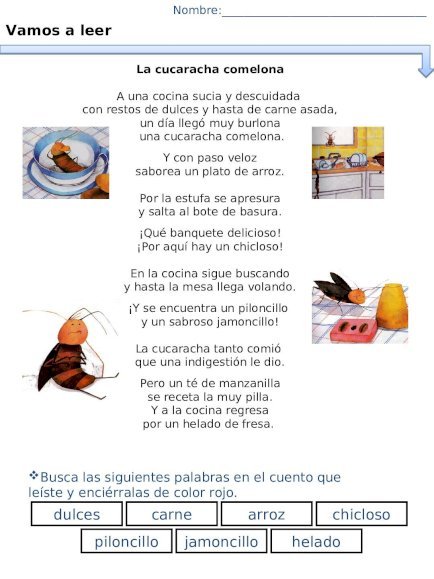 Fichas de Cucarachas: Actividades y recursos para el aprendizaje en español