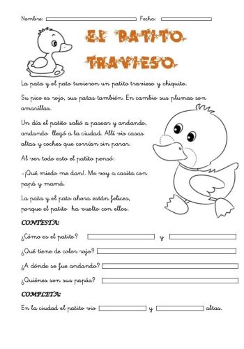 Fichas de patos para escribir 2