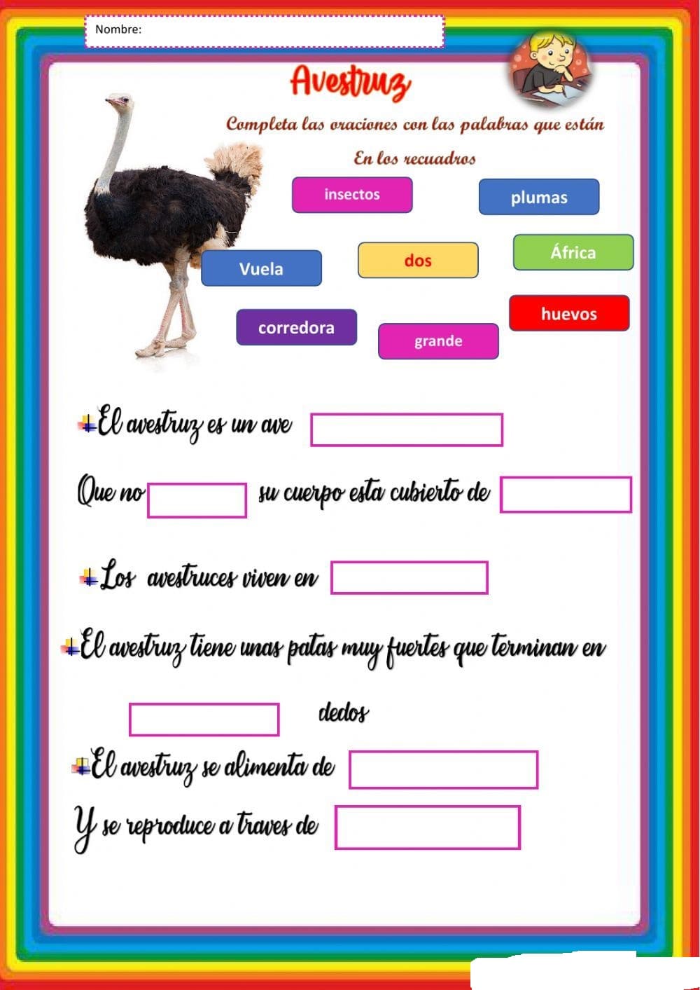 Fichas de Avestruces: Actividades y recursos para el aprendizaje en español
