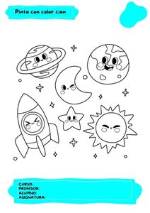 Fichas de color cian para colorear 1