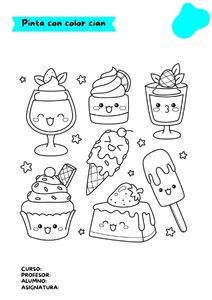 Fichas de color cian para colorear 2