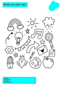 Fichas de color cian para colorear 3