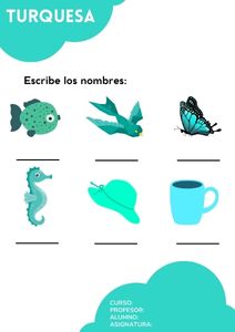 Fichas de color turquesa para escribir 3