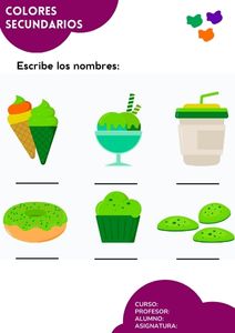 Fichas de colores secundarios para escribir 3