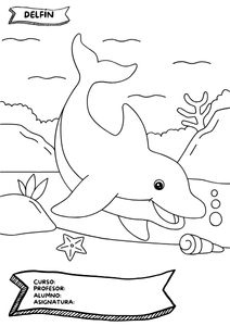 Fichas de delfines para colorear 1