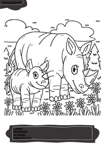 Fichas de rinocerontes para colorear 1