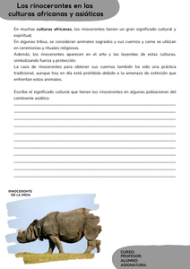 Fichas de rinocerontes para escribir 2