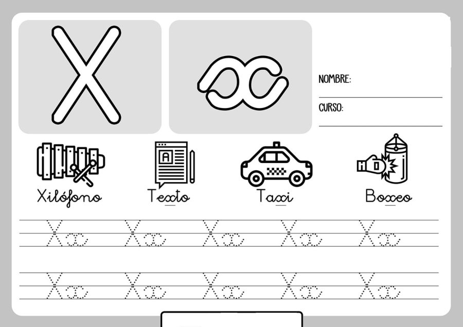 Fichas de la X para imprimir 2
