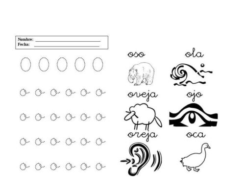 Fichas de la O para imprimir 1