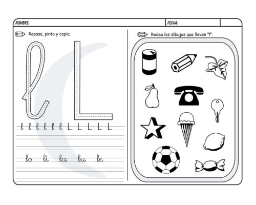 Fichas de la "L" para colorear 1