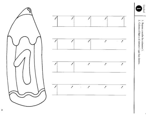 Ejercicios prácticos de escritura y reconocimiento del número 1