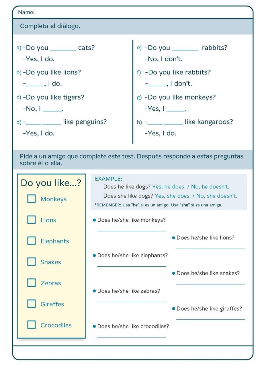 Fichas de gramática y vocabulario 2