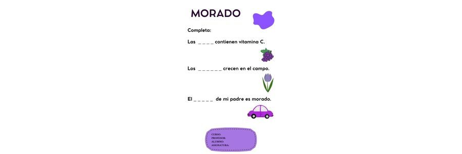 Fichas de color morado para escribir 1