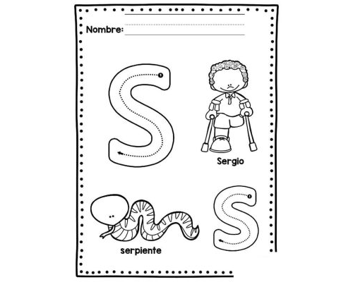 Fichas de la S para colorear 1