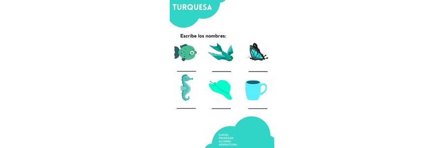 Fichas de color turquesa para escribir 3