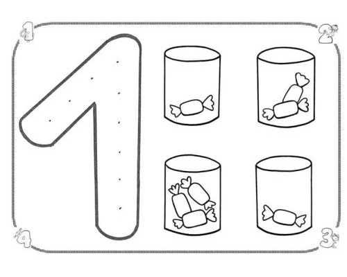 Juegos y actividades para colorear y contar el número 1 2