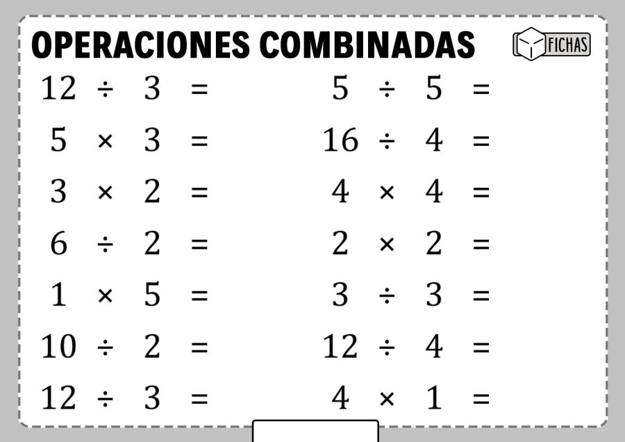 Uso de las operaciones combinadas en matemáticas 1