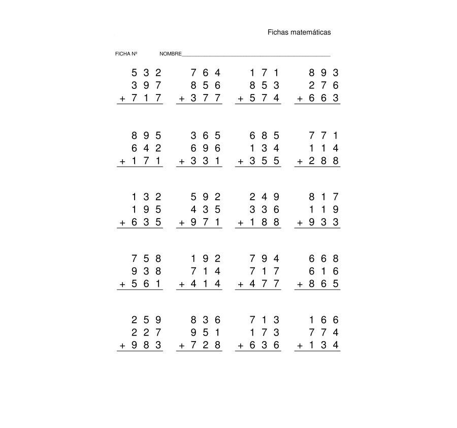 Sumas con números de tres cifras 3