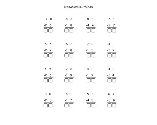 Restas con llevadas: concepto y aplicaciones 3