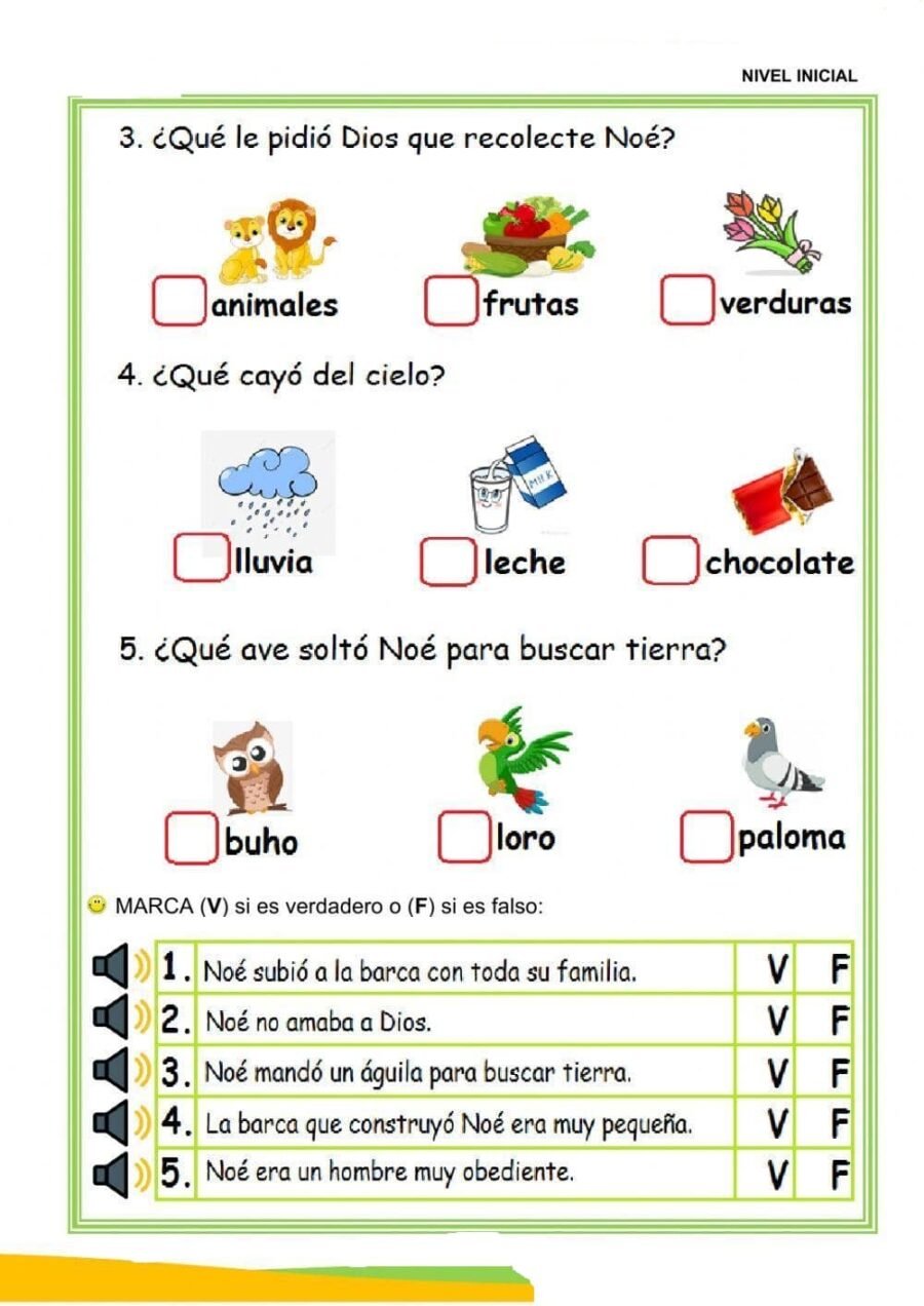 Fichas del arca de Noé para escribir 2