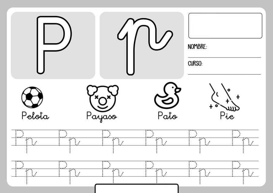 fichas de la P para imprimir 1