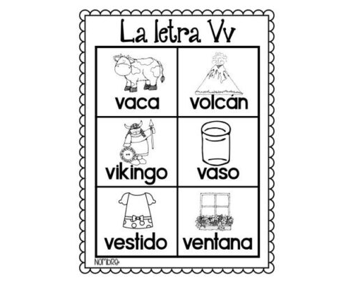 Fichas de la V para colorear 2