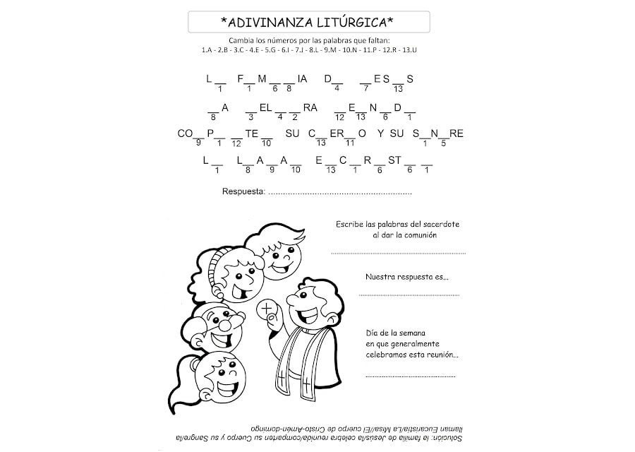 Ejercicios y juegos sobre la vida de Jesús y la Eucaristía 1
