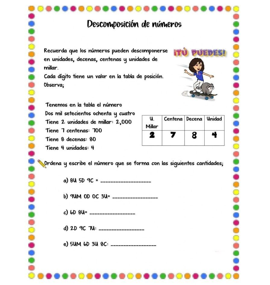 Utilidad de la ficha descomposicion de numeros en el aula 2