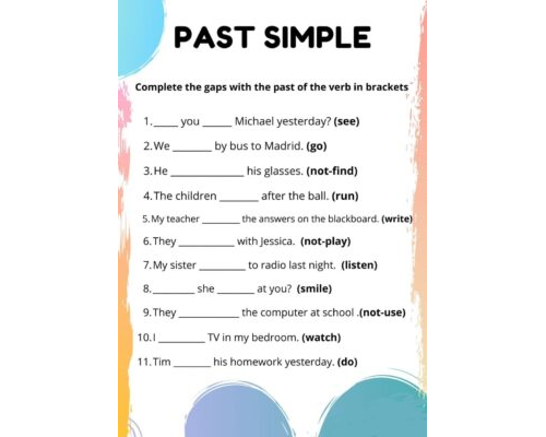 Fichas interactivas para practicar el pasado simple 1