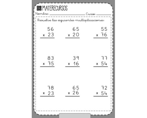 Fichas de multiplicaciones de dos cifras 2