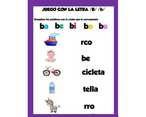 Fichas de la B para colorear 2