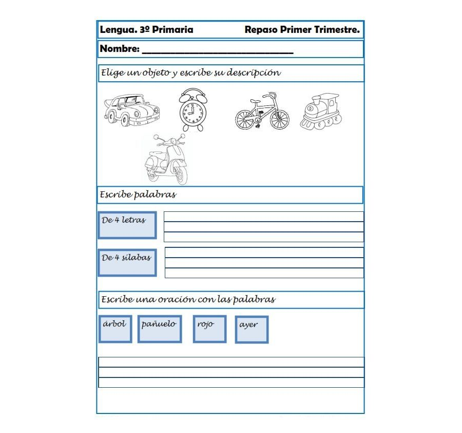Fichas de repaso 3 primaria de repaso para lectoescritura 3