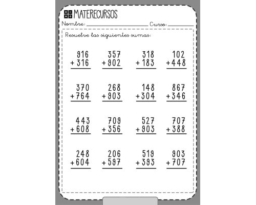 Sumas con números de tres cifras 2