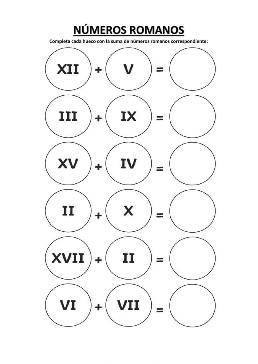 Sumar, restar y operar con números romanos 1