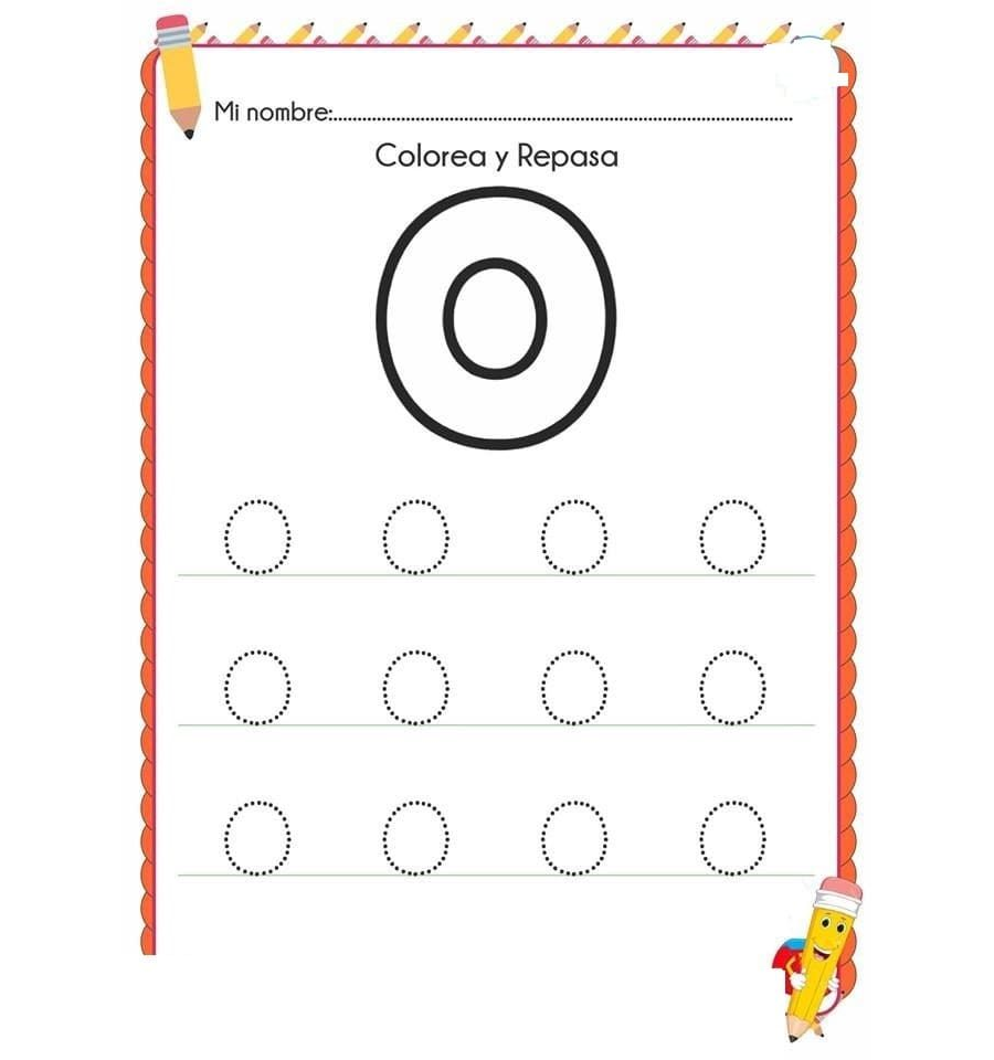 Fichas de la O para colorear 1