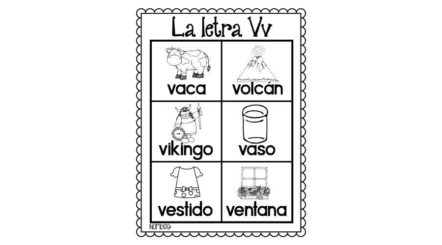Fichas de la V para colorear 2