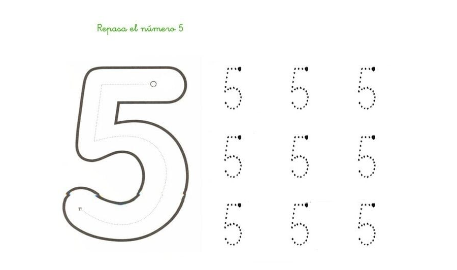 Ejercicios de escritura y reconocimiento del número 5 2