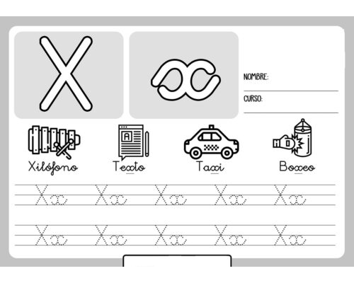 Fichas de la X para imprimir 2