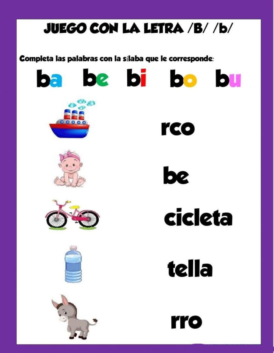 Fichas de la B para colorear 2