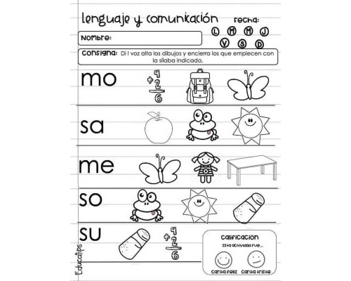 Fichas de consonantes para escribir 1