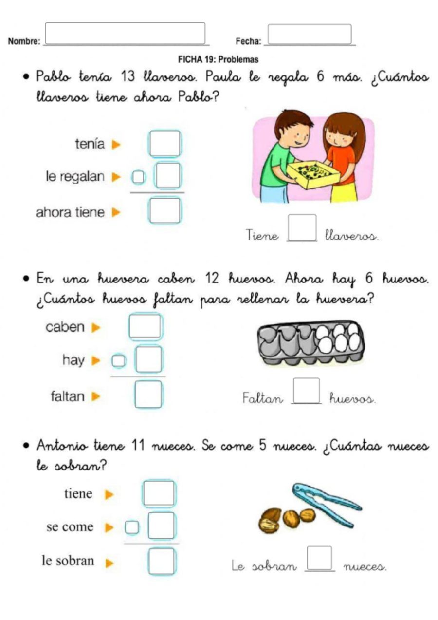 Fichas de Matemáticas 2 Primaria Educación 1