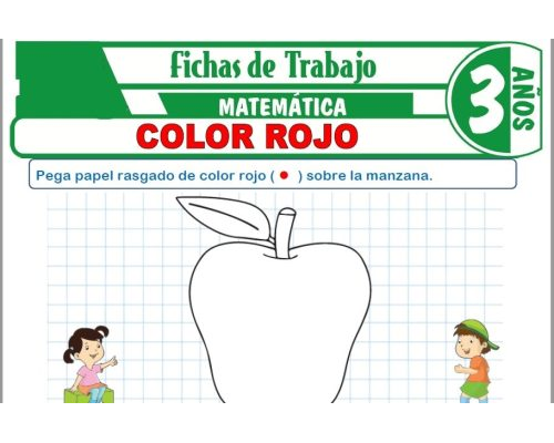 Ficha de color rojo para niños de tres años 1